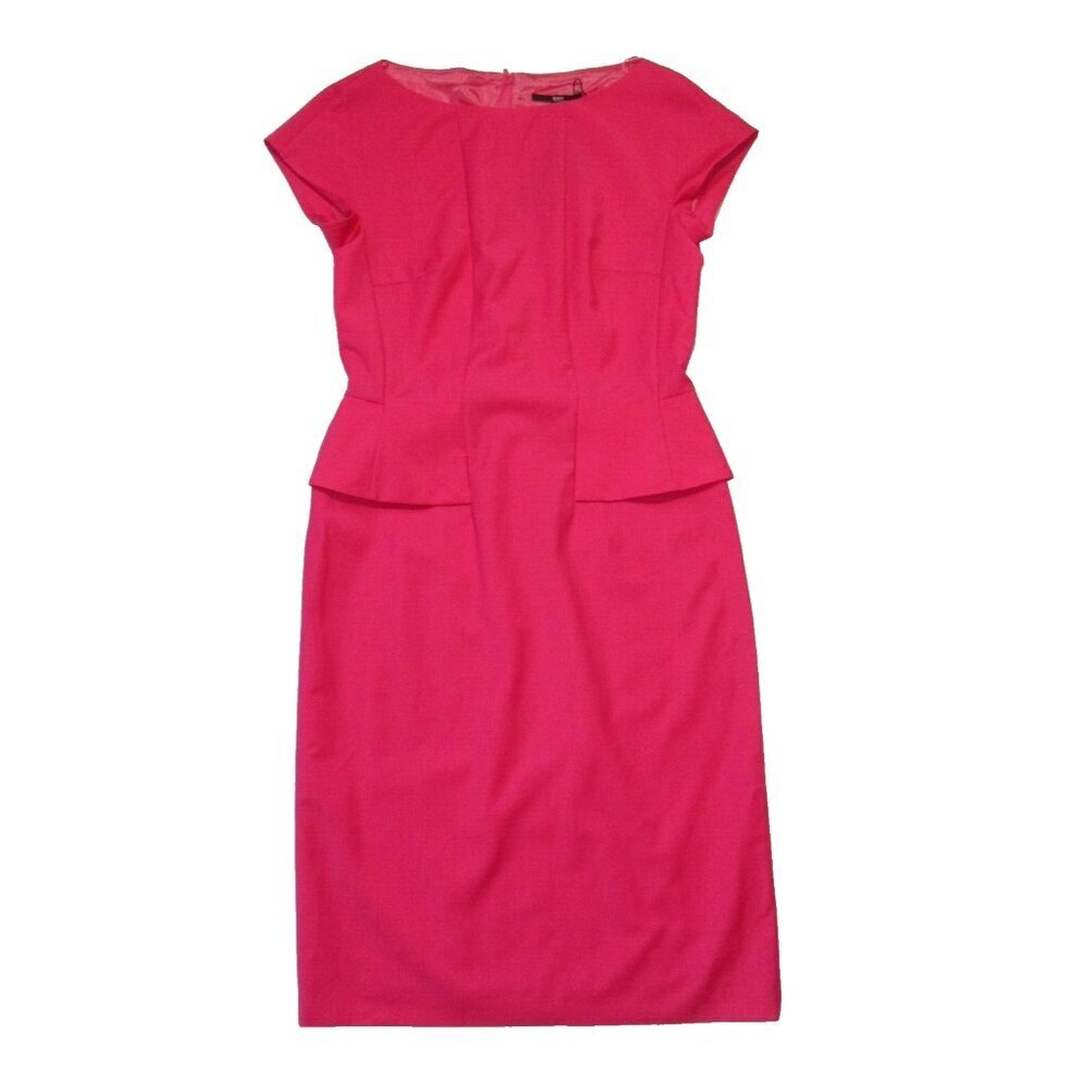 NWT BOSS Hugo Boss Dinaro Sheath in Pink Peplum Stretch Wool Dress 4